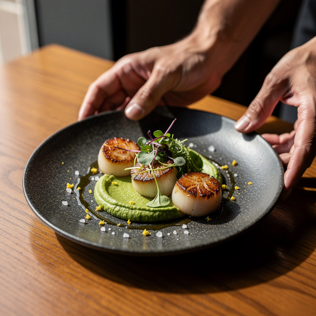 FIFTH & ROSE gourmet dining presentation featuring seasonal appetizers and entrees in San Diego